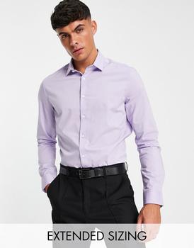 asos design, ASOS | ASOS DESIGN stretch slim fit work shirt in lilac商品图片 