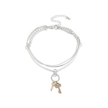 商品Two-Tone Crystal Key Triple Strand Bracelet图片