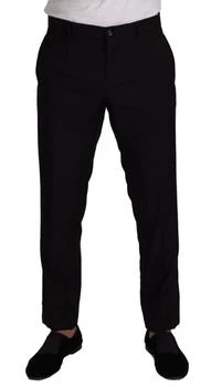Dolce & Gabbana | Dolce & Gabbana Black Wool DG LOGO Trouser Dress Pants,商家SEYMAYKA,价格¥2853