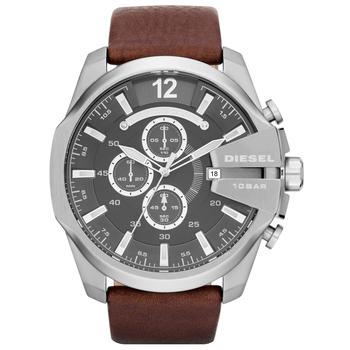 diesel手表, Diesel | Men's Chronograph Mega Chief Brown Leather Strap Watch 51mm DZ4290商品图片 