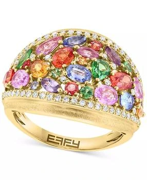 Effy | EFFY® Multi-Gemstone (3-1/6 ct. t.w.) & Diamond (1/4 ct. t.w.) Mixed Cut Cluster Ring in 14k Gold,商家Macy's,价格¥11617