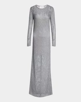 St. John | Sequin Mesh Knit Long-Sleeve Gown With Slip,商家Neiman Marcus,价格¥12850