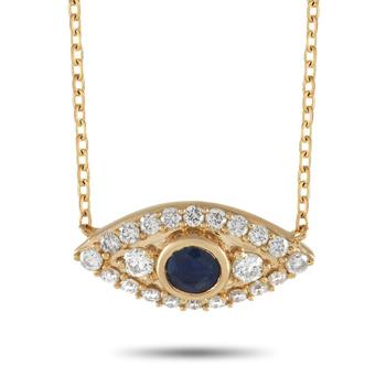 商品14K Yellow Gold 0.38 ct Diamond Evil Eye Pendant Necklace图片