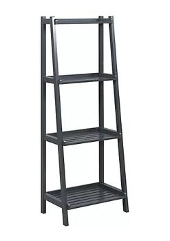 商品NewRidge Home Goods | Modern Decorative Solid Wood Dunnsville 4-Tier Ladder Leaning Shelf Bookcase - Graphite,商家Belk,价格¥1327图片