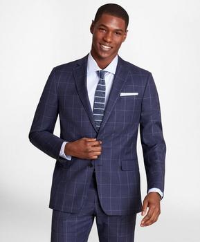 商品BrooksGate™ Regent-Fit Windowpane Wool Twill Suit Jacket,商家Brooks Brothers,价格¥1464图片