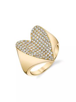 商品Sheryl Lowe | 14K Yellow Gold & 099 TCW Diamonds Folded Heart Ring,商家Saks Fifth Avenue,价格¥33035图片
