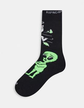 Rip N Dip | RIPNDIP bye bye socks in black with placement print商品图片,