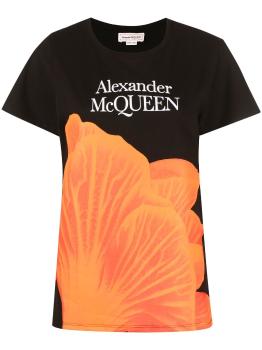Alexander McQueen | ALEXANDER MCQUEEN 女士黑色棉质短袖T恤 721436-QZAHH-0901商品图片,独家减免邮费