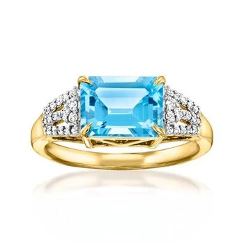 Ross-Simons | Ross-Simons Swiss Blue Topaz and . Diamond Ring in 18kt Yellow Gold,商家Premium Outlets,价格¥13222