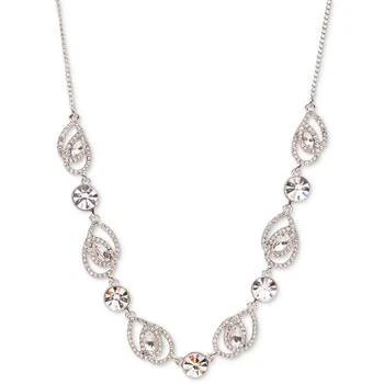 Givenchy | Silver-Tone Crystal Pavé Pear Frontal Necklace, 16" + 3" extender 