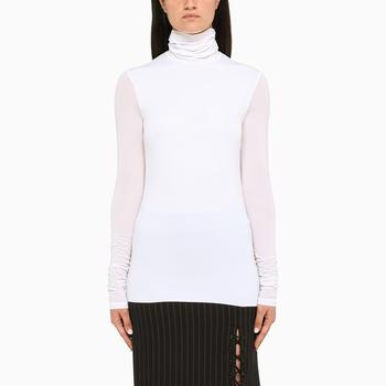 Max Mara | White turtleneck sweater in jersey商品图片,