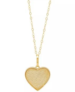 Macy's | Patterned Heart Beaded Edge Reversible 18" Pendant Necklace in 10k Gold,商家Macy's,价格¥1545