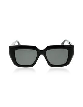 推荐Black Rectangle Acetate Frame Women's Sunglasses商品