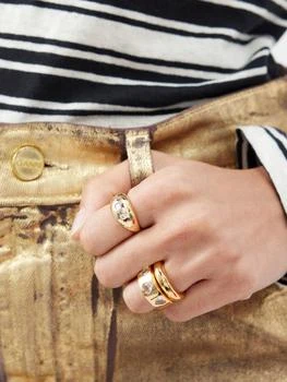 Timeless Pearly | Set of three crystal & 24kt gold-plated rings,商家MATCHES,价格¥2996