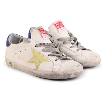 推荐Distressed logo leather sneakers in white商品