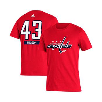 亚历山大王联名阿迪达斯, Adidas | Men's Tom Wilson Red Washington Capitals Player Name and Number T-shirt商品图片 