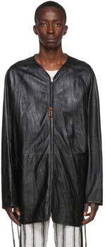 Acne Studios | Black Relaxed Leather Jacket商品图片,
