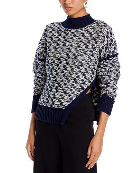 3.1 Phillip Lim | Wool Float Jacquard Cutaway Sweater商品图片,$4000以内享9折