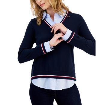 Tommy Hilfiger | Women's Cornell Cotton Layered-Look Sweater商品图片,7.4折×额外7折, 额外七折