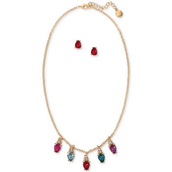 Charter Club | Gold-Tone Pavé & Color Stone Light String Statement Necklace & Stud Earrings Set, Created for Macy's商品图片,4折