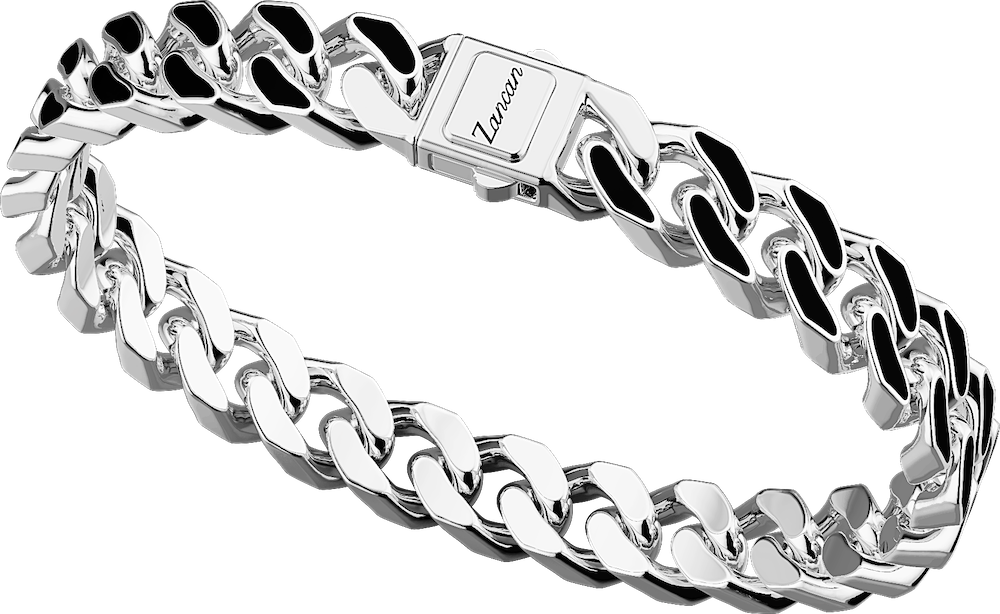 商品Zancan | Silver curb chain bracelet, with black enameled links.,商家Zancan Gioielli,价格¥7925图片
