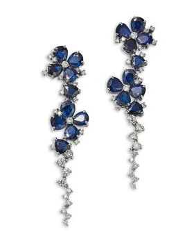 Bloomingdale's Fine Collection | Blue Sapphire & Diamond Flower Drop Earrings in 14K White Gold,商家Bloomingdale's,价格¥47890