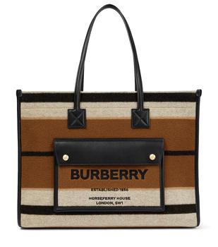 Burberry | Freya Medium striped wool felt tote商品图片,