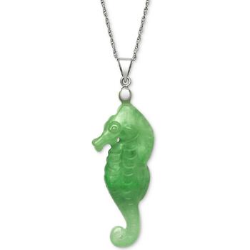 商品Dyed Jade Seahorse Pendant Necklace in Sterling Silver图片