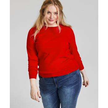 Charter Club | Plus Size Cashmere Wool Blend Crewneck Sweater, Created for Macy's商品图片,6折