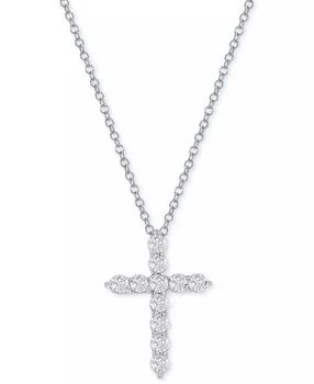 Macy's | Diamond Cross Pendant Necklace (1/2 ct. t.w.) in 14k White or Yellow Gold, 16" + 2" extender,商家Macy's,价格¥12338