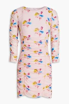 Ganni | Ruched floral-print stretch-mesh mini dress,商家THE OUTNET US,价格¥337