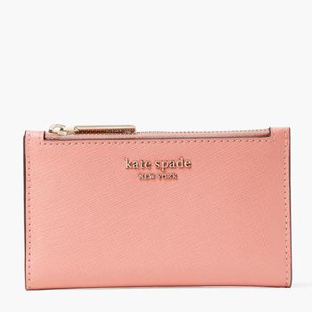Kate Spade | Kate Spade New York Women's Spencer Saffiano Small Slim Bifold Wallet - Serene Pink商品图片,额外6折, 额外六折