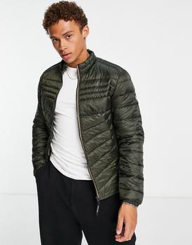 essentials棉服, Jack & Jones | Jack & Jones Essentials padded jacket with stand collar in khaki商品图片 