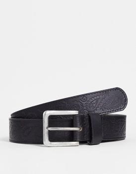 推荐Bolongaro Trevor paisley embossed leather belt in black商品