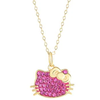 Macy's | Hello Kitty Fuchsia Crystal & Enamel Cluster Silhouette 18" Pendant Necklace in 18k Gold-Plated Sterling Silver,商家Macy's,价格¥328