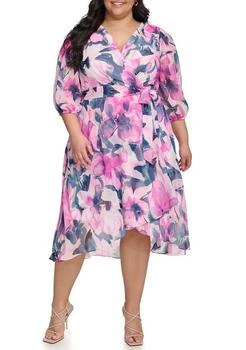 DKNY | Jeans Plus Size Floral Printed Wrap Dress 