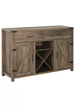 商品HOMCOM | Wooden Farmhouse Sideboard Storage Buffet Cabinet with 2 Large Drawers X Shaped Wine Rack and Cabinets Grey,商家Belk,价格¥2607图片