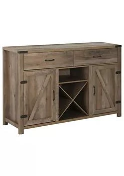 HOMCOM | Wooden Farmhouse Sideboard Storage Buffet Cabinet with 2 Large Drawers X Shaped Wine Rack and Cabinets Grey,商家Belk,价格¥2597