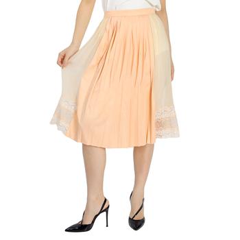 Burberry | Ladies Lace Detail Silk Soft Peach Skirt商品图片,7折