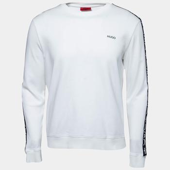 推荐Hugo Boss White Cotton Logo Tape Trimmed Crewneck Sweatshirt M商品
