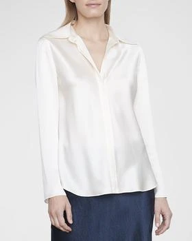Vince | Bias-Cut Button-Front Silk Shirt,商家Neiman Marcus,价格¥809