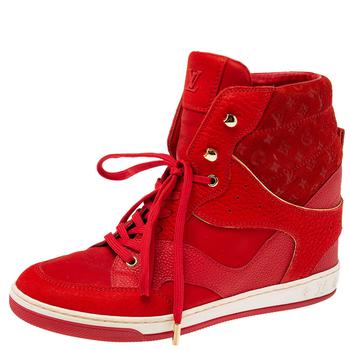 lv高帮鞋, [二手商品] Louis Vuitton | Louis Vuitton Monogram Red Suede High Top Sneakers  Size 38.5商品图片 7.8折, 满1件减$100, 满减
