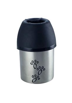 商品Plastic Fin Cap Pet Travel Water Bottle in Stainless Steel, Small, Silver and Black-Set of 4,商家Belk,价格¥292图片