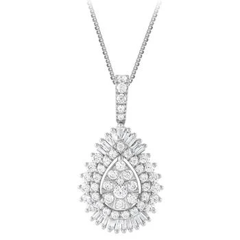 Macy's | Diamond Round & Baguette Teardrop Cluster Pendant Necklace (1 ct. t.w.) in 14k White Gold, 16" + 2" extender 4折