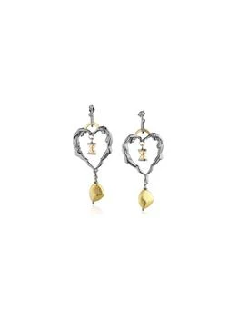 Puttini | Carpe Diem Earrings in Burnished Silver and Yellow Gold with Diamonds,商家KIRNA ZABÊTE,价格¥6384