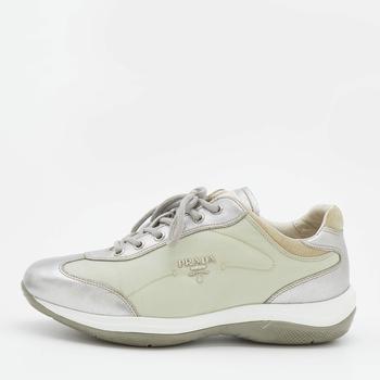 [二手商品] Prada | Prada Sport Silver/Grey Leather And Nylon Low Top Sneakers Size 38商品图片,4.4折