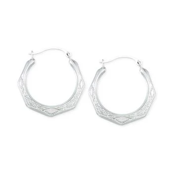 Macy's | Etched Hoop Earrings in 10k White Gold,商家Macy's,价格¥524