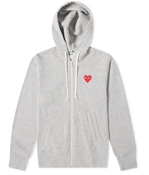 product Comme Des Garcons Ladies Embroidered Hearts-appliqued Cotton-jersey Hoodie image
