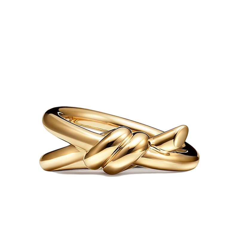 Tiffany & Co. |   Tiffany & Co./蒂芙尼 22春夏新款 Knot系列 18K金 黄金色 双行绳结戒指GRP12000商品图片,8.3折×额外9.8折, 包邮包税, 额外九八折