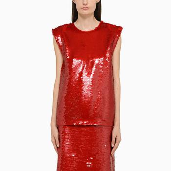 推荐Red sequins sleeveless top商品